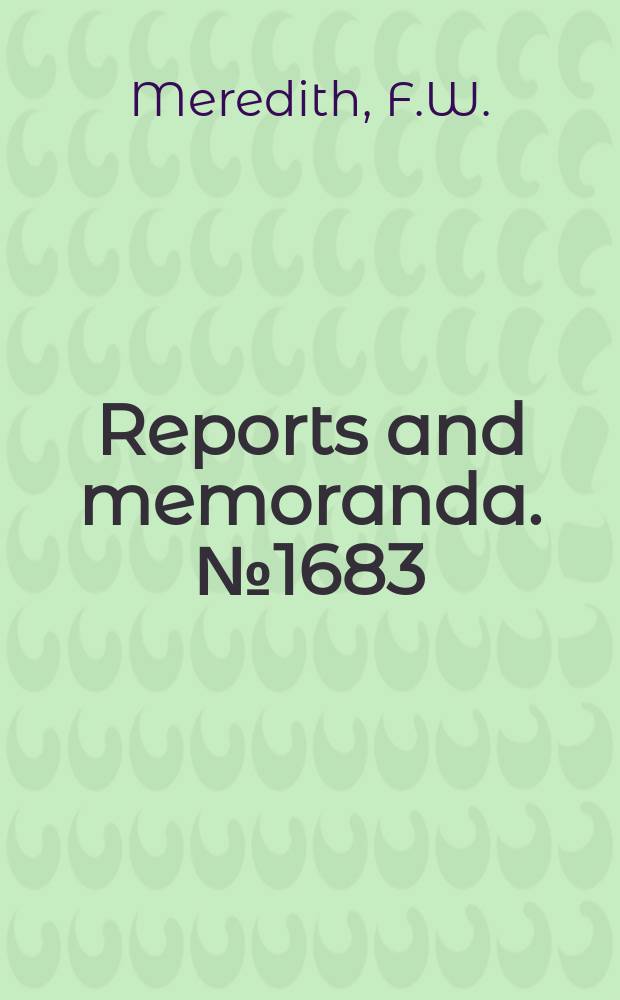 Reports and memoranda. №1683 : Cooling of aircraft engines