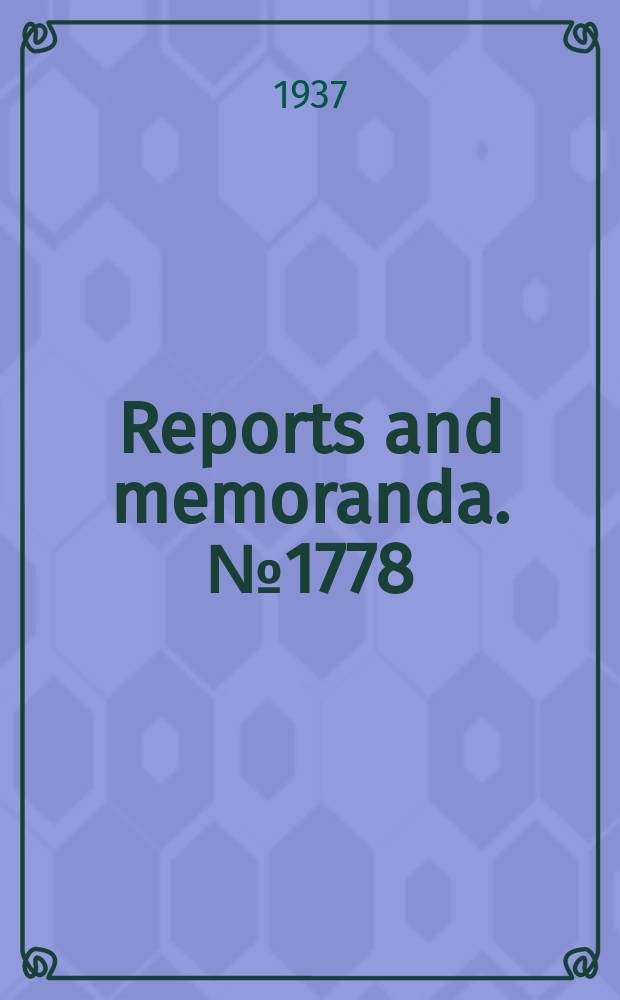 Reports and memoranda. №1778 : Note on the standardisation of pitot static head position on monoplanes