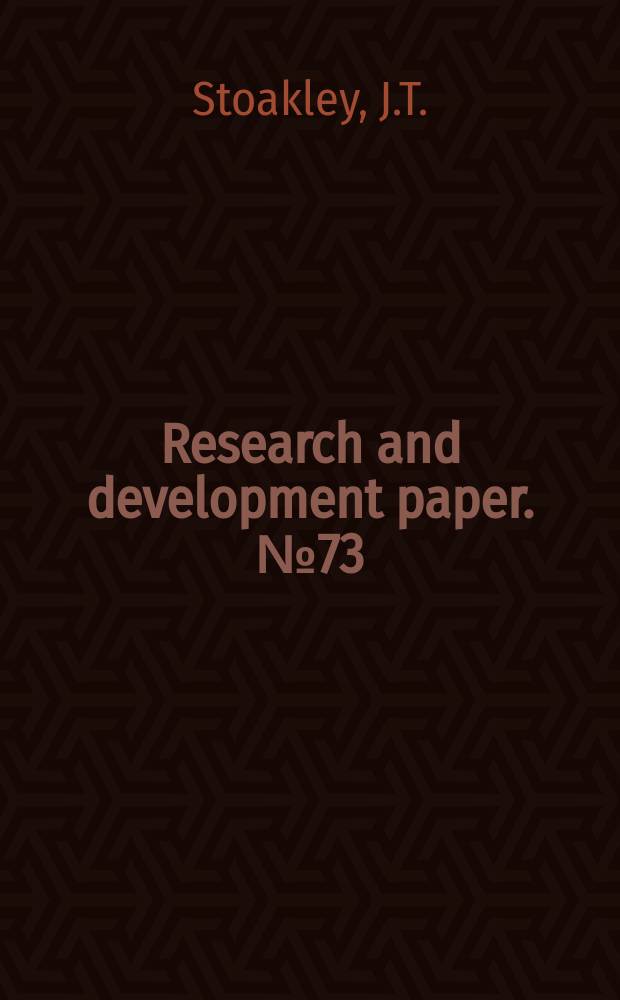 Research and development paper. №73 : Applying sprays to tall trees by ground-operated methods