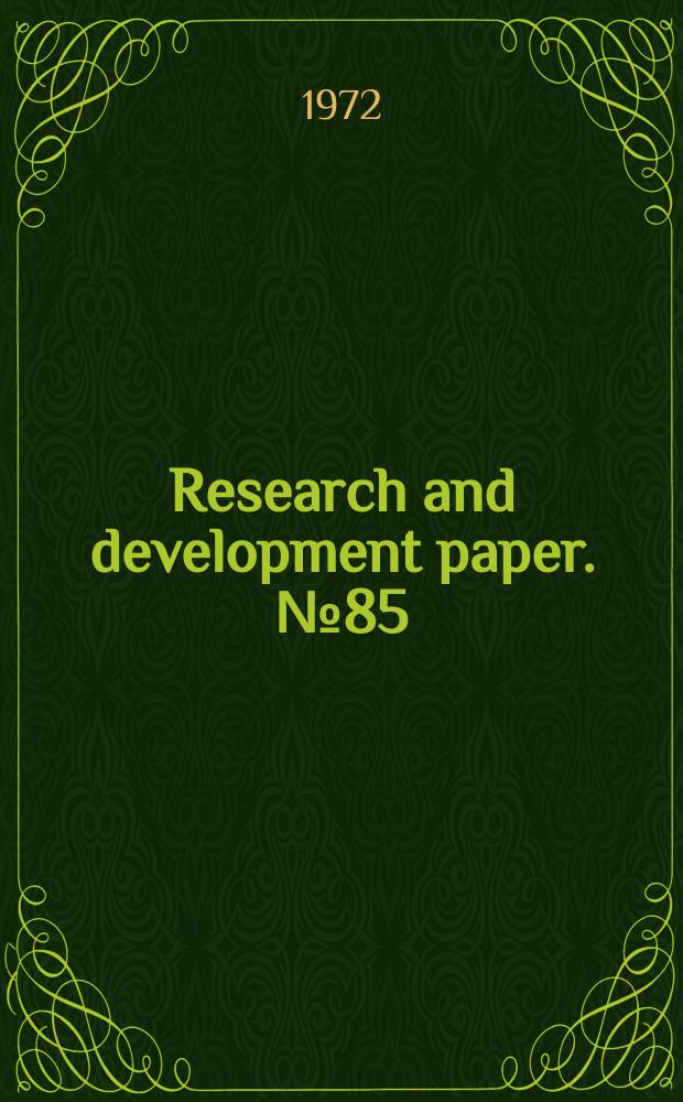 Research and development paper. №85 : A plan for the improvement of Sitka