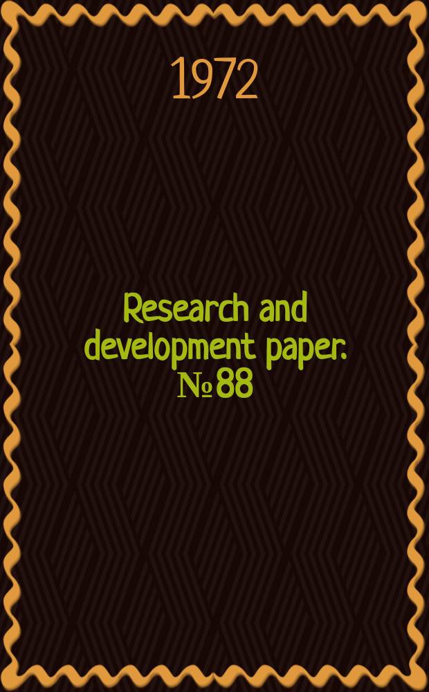 Research and development paper. №88 : Dissemination and application of research information