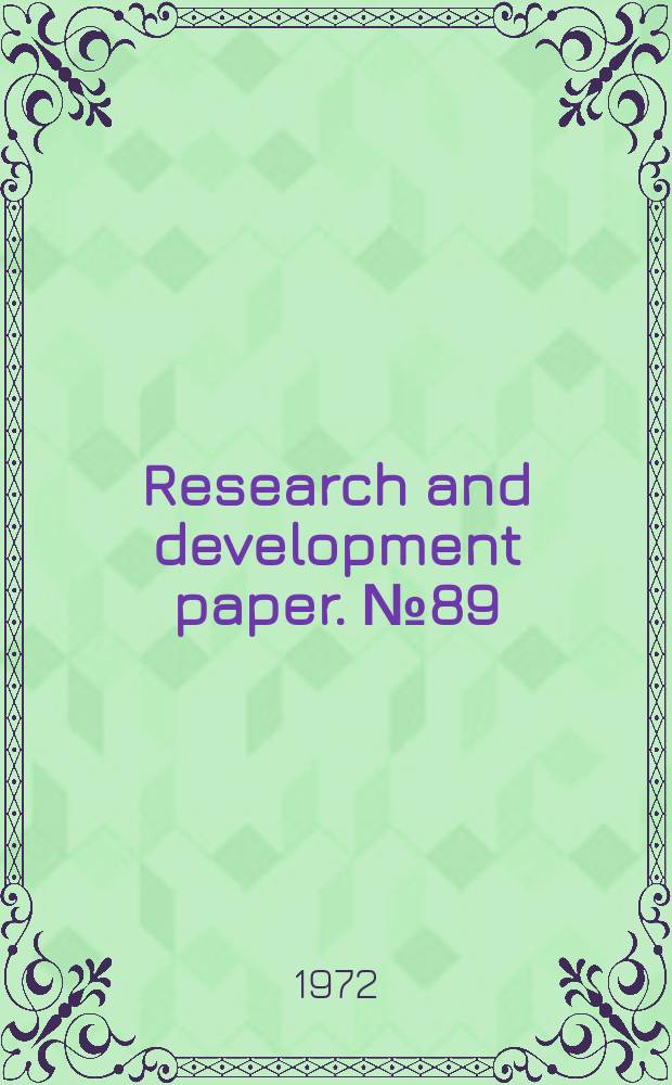 Research and development paper. №89 : Formula implementation of forest policy