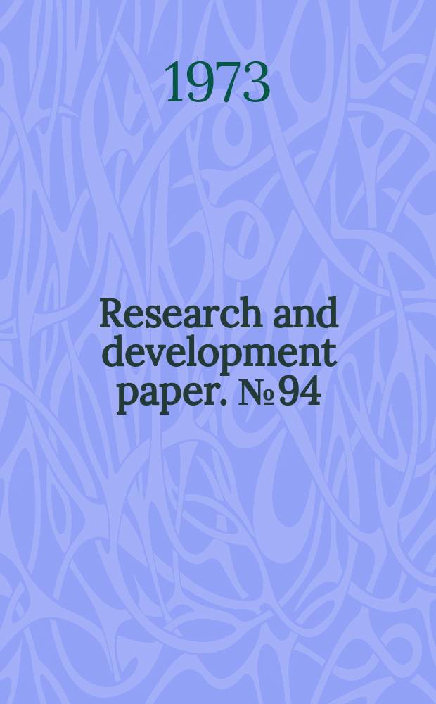 Research and development paper. №94 : Cablecrane design studies