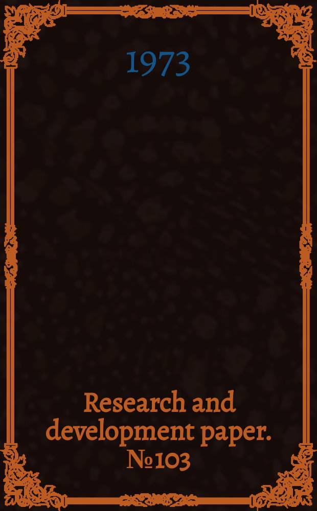 Research and development paper. №103 : Survey of losses of first-year ...