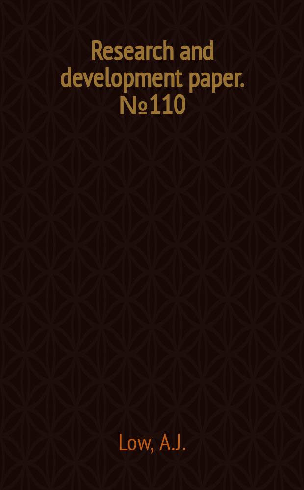 Research and development paper. №110 : Initial spacing in relation to establishment ...