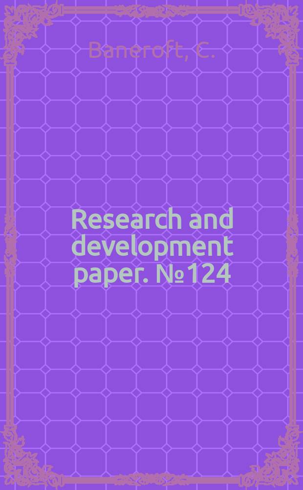 Research and development paper. №124 : Forestry for the quality of life evaluation and analysis...