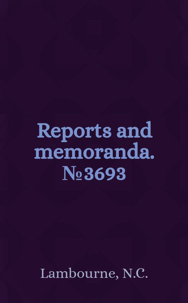 Reports and memoranda. №3693 : Pressure measurements on a model