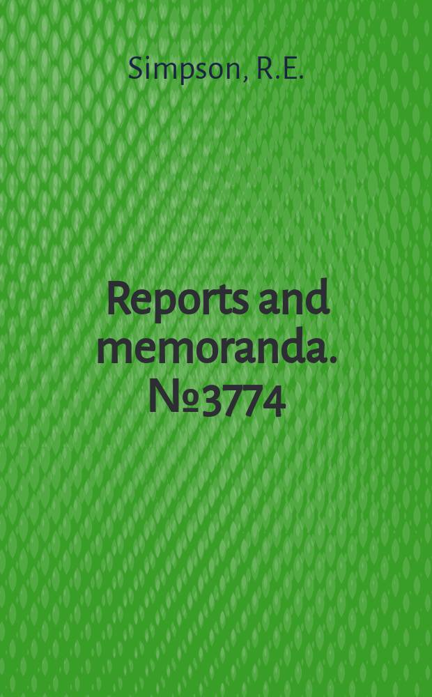 Reports and memoranda. №3774 : Specimen size - rolls for aircrew