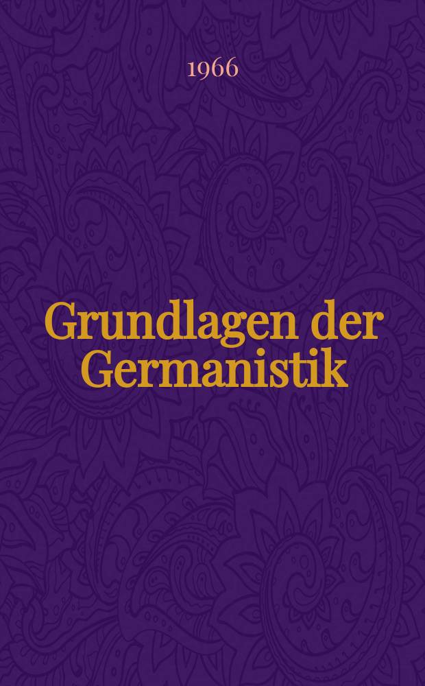 Grundlagen der Germanistik
