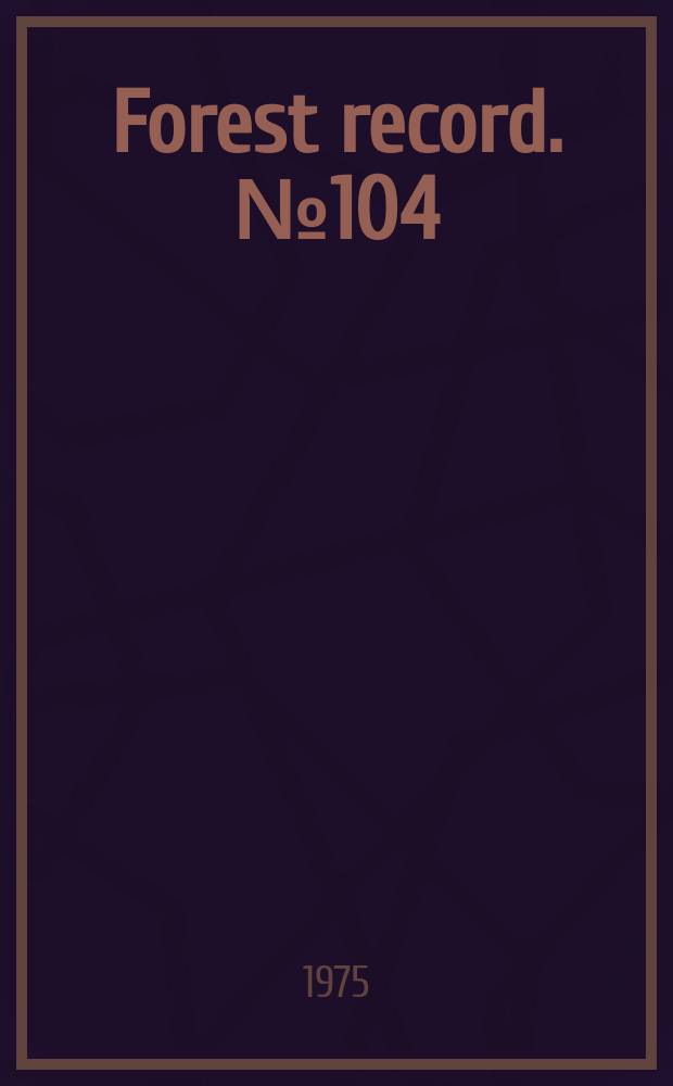 Forest record. №104 : Towards integrated control of tree aphids