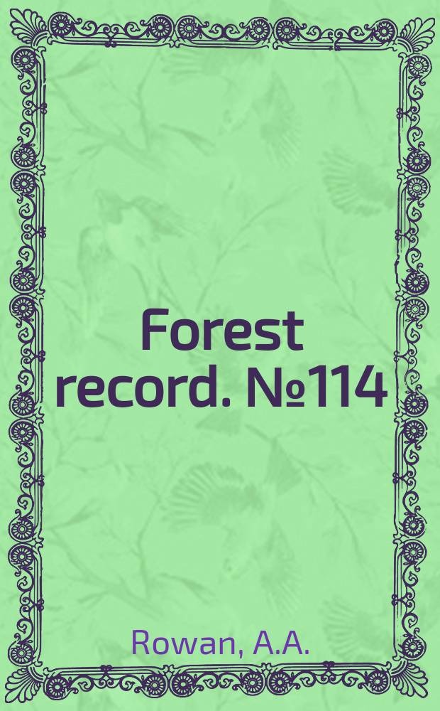 Forest record. №114 : Terrain classification