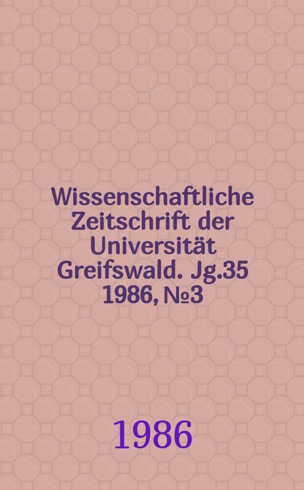 Wissenschaftliche Zeitschrift der Universität Greifswald. Jg.35 1986, №3/4 : Georg Friedrich Kersting (1785-1847)