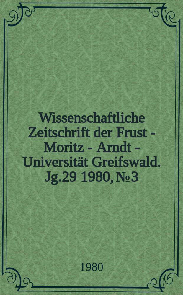 Wissenschaftliche Zeitschrift der Frust - Moritz - Arndt - Universität Greifswald. Jg.29 1980, №3/4 : Der Knorpelschaden des Kniegelenkes