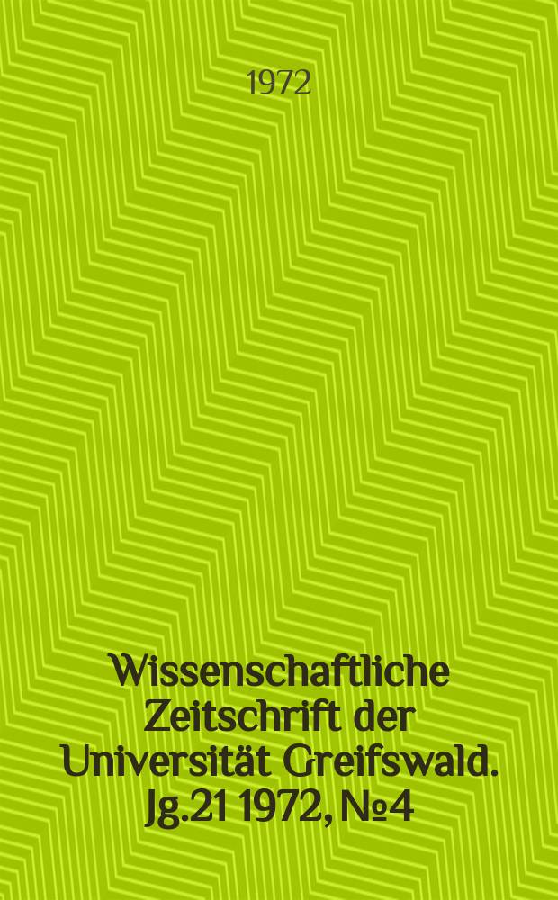 Wissenschaftliche Zeitschrift der Universität Greifswald. Jg.21 1972, №4 : Beiträge zu einem Handbuch für den Russischlehrer