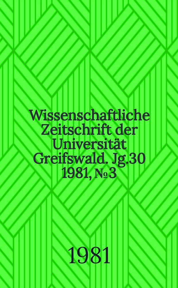 Wissenschaftliche Zeitschrift der Universität Greifswald. Jg.30 1981, №3/4 : Walther von der Vogelweide 1170-1230