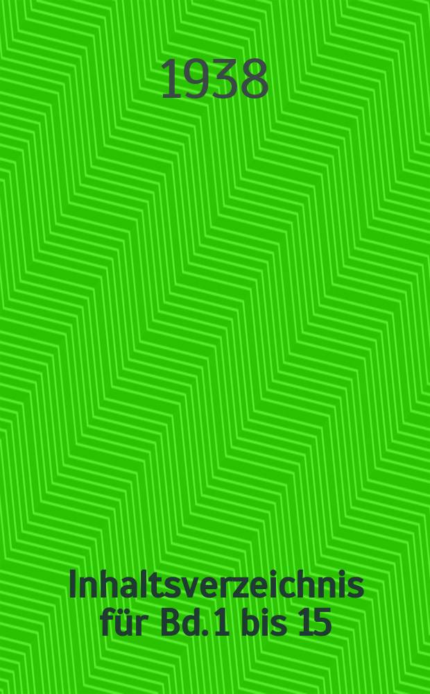 Inhaltsverzeichnis für Bd. 1 bis 15