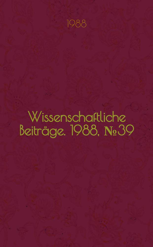 Wissenschaftliche Beiträge. 1988, № 39 : Mikroanalyse