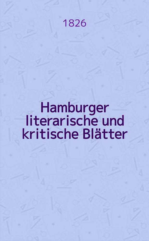 Hamburger literarische und kritische Blätter