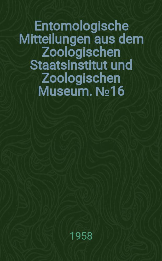 Entomologische Mitteilungen aus dem Zoologischen Staatsinstitut und Zoologischen Museum. №16 : Eine neue Idiocerus-Art (Homoptera, Jassidae) als Schädling auf Pistacia vera