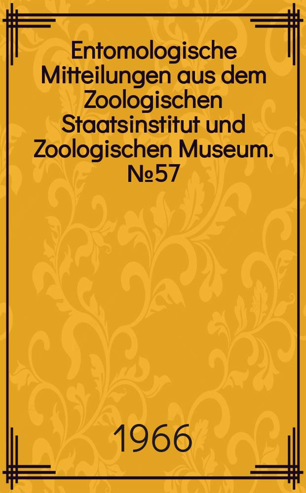 Entomologische Mitteilungen aus dem Zoologischen Staatsinstitut und Zoologischen Museum. №57 : Neue Beiträge zur Kenntnis der Apterygoten-Sammlung des Zoologischen Staatsinstituts und Zoologischen Museums Hamburg