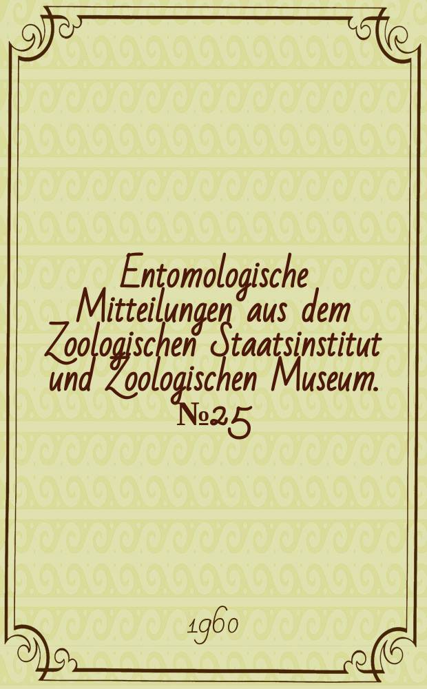 Entomologische Mitteilungen aus dem Zoologischen Staatsinstitut und Zoologischen Museum. №25 : Untersuchungen über Gallmücken