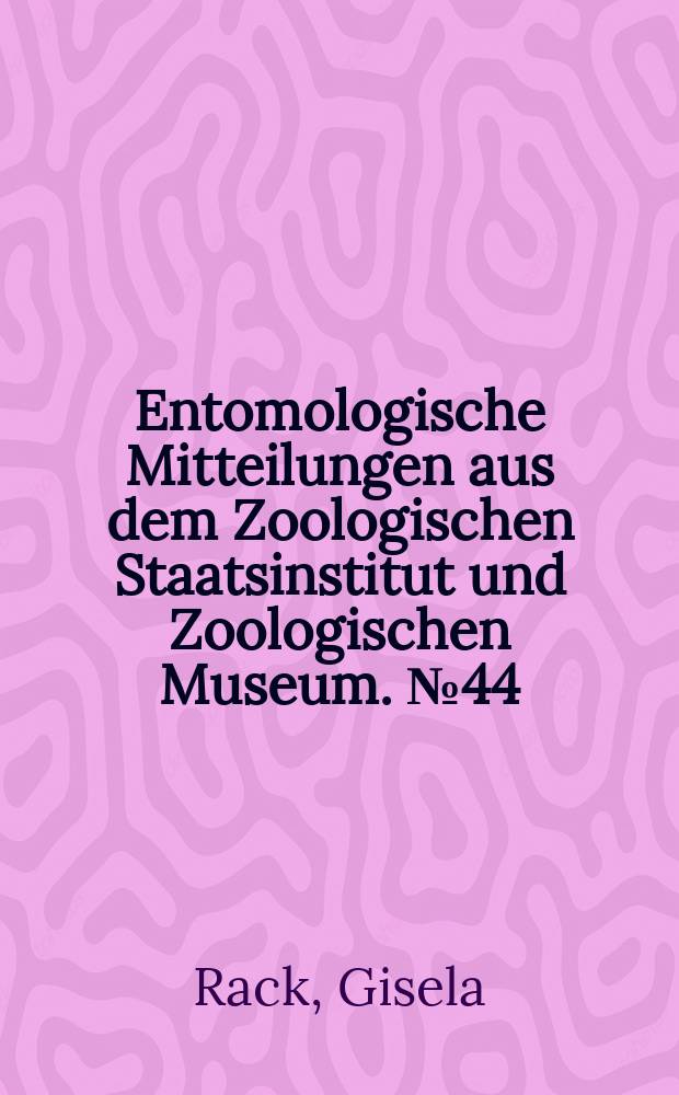 Entomologische Mitteilungen aus dem Zoologischen Staatsinstitut und Zoologischen Museum. №44 : Klemannia (Acarina, Ameroseiidae), ein neuer Wohnungslästling. Eine bedeutende neue Gattung und Art der Diplopoden-Gruppe Melaphinae vom Libanon