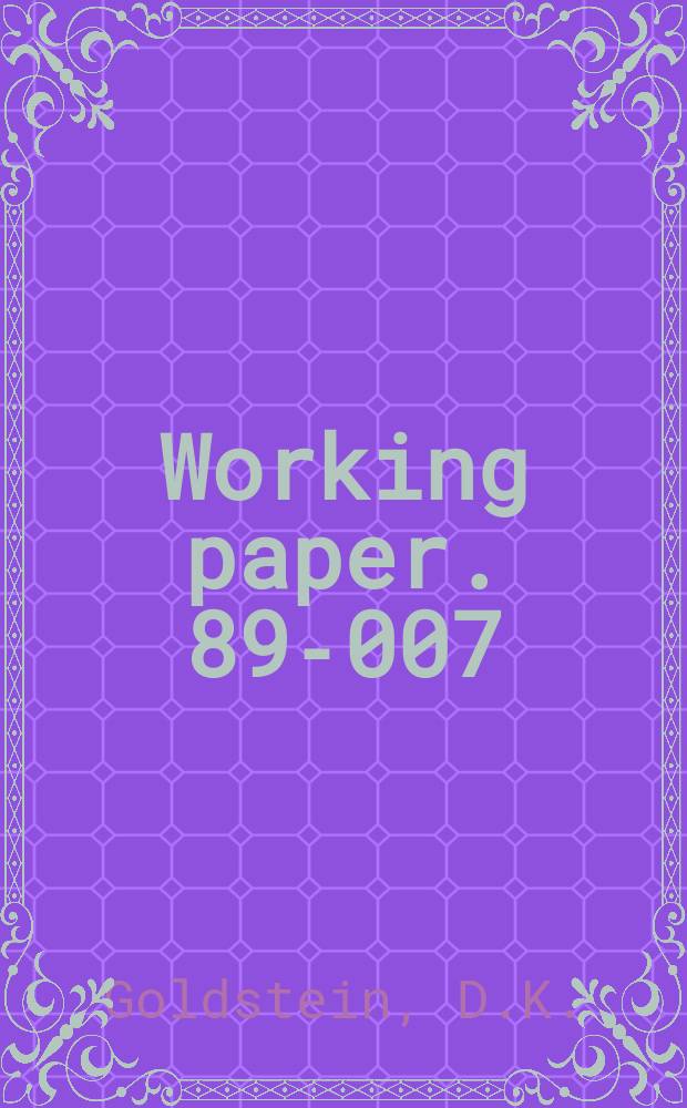 Working paper. 89-007 : Managing marketing "informationally"