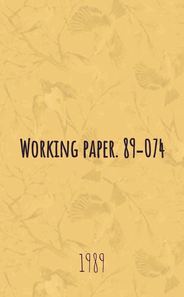 Working paper. 89-074 : The aftermarket performance of initial ...