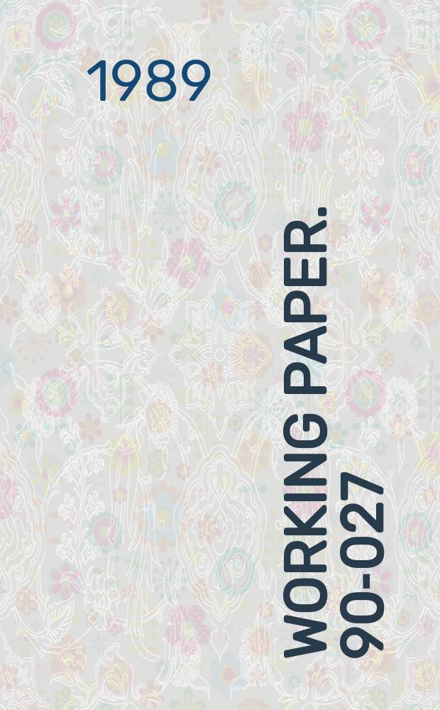 Working paper. 90-027 : The governance of innovation
