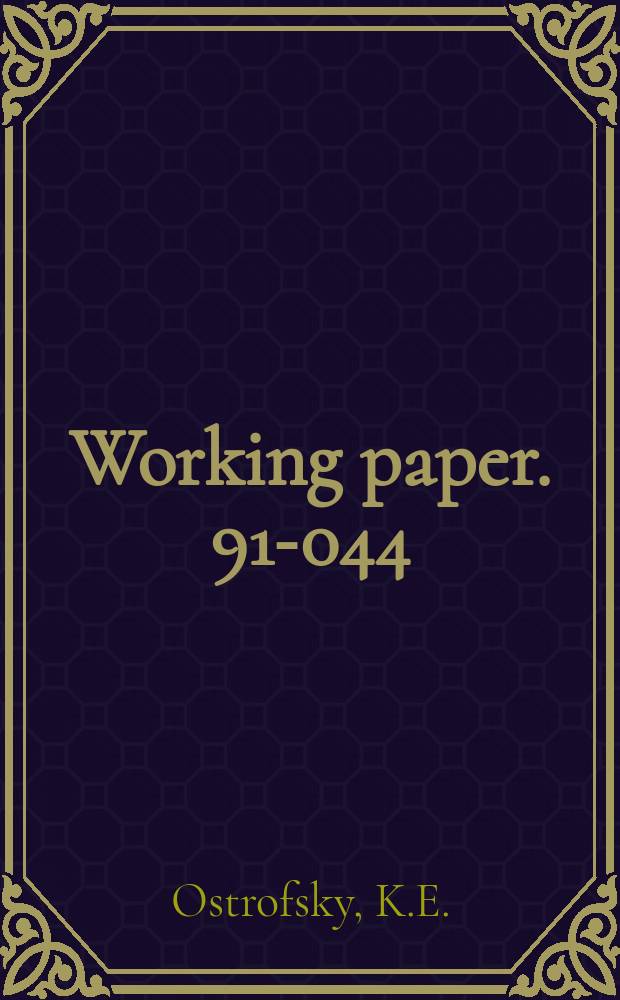 Working paper. 91-044 : Personal portable ...