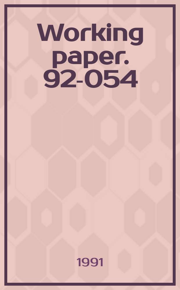 Working paper. 92-054 : Making-sense of a technological breakthrough