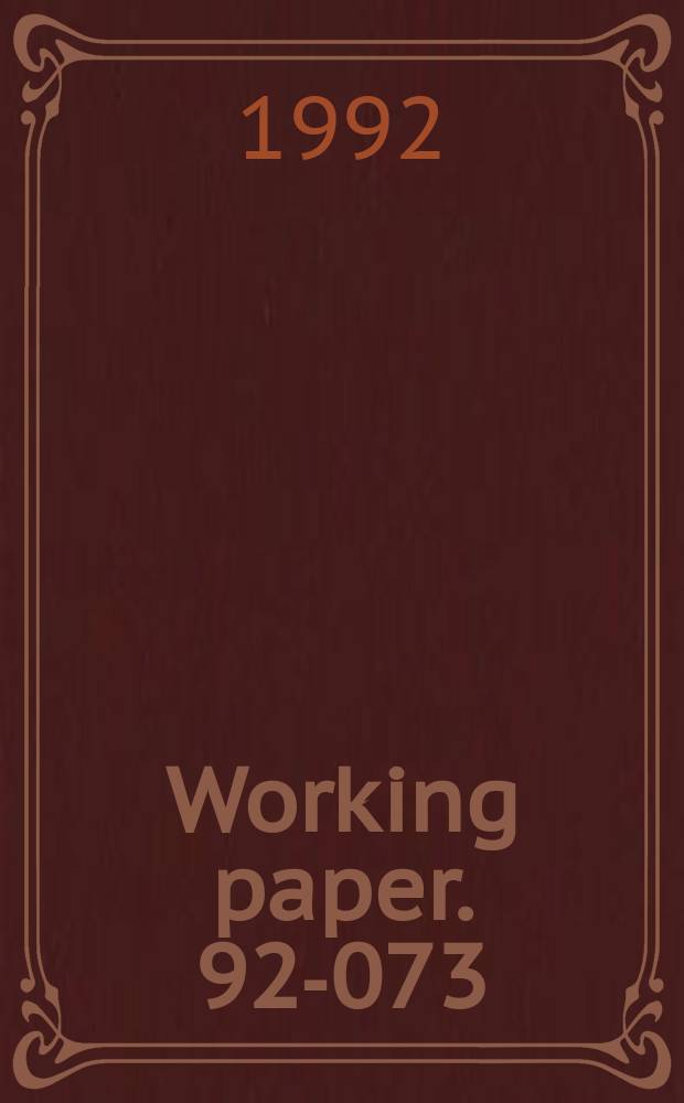 Working paper. 92-073 : Learning in games with strategic complementarities