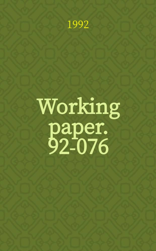 Working paper. 92-076 : Face- to- face