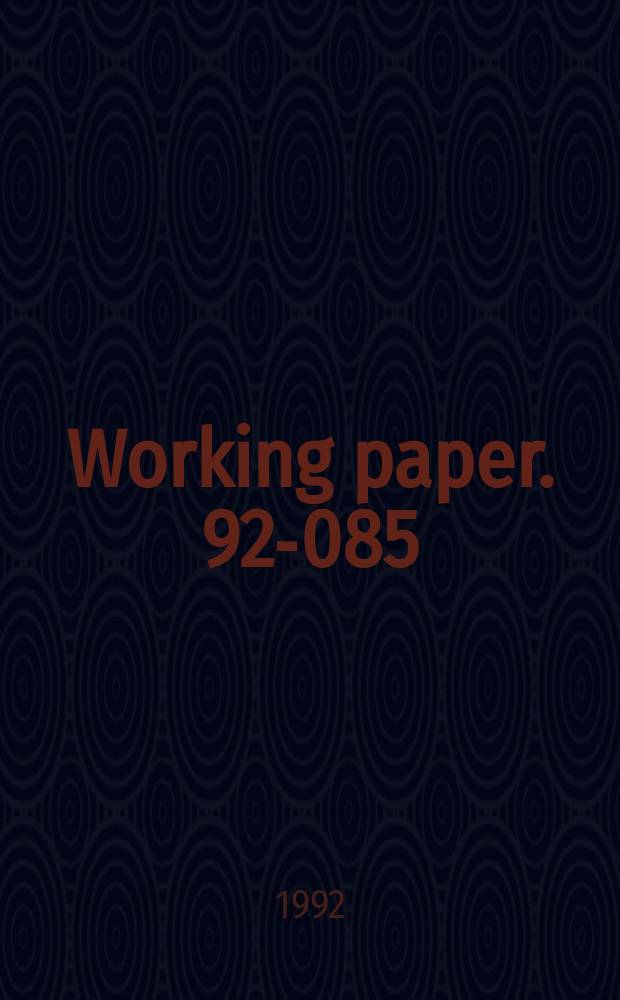 Working paper. 92-085 : Empirical analysis of an internal labor ...