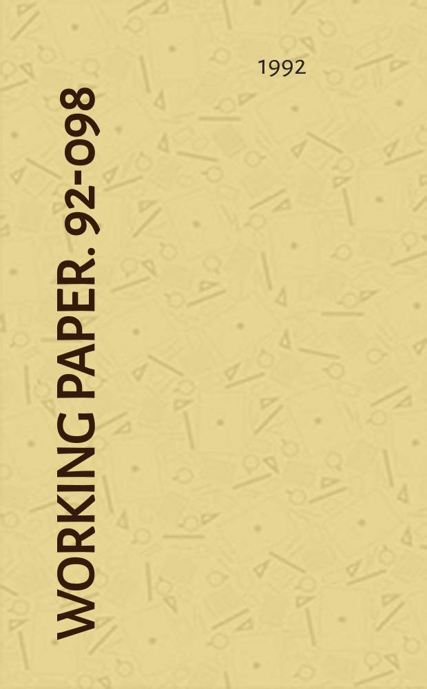 Working paper. 92-098 : Localized competition and the aggregation ...