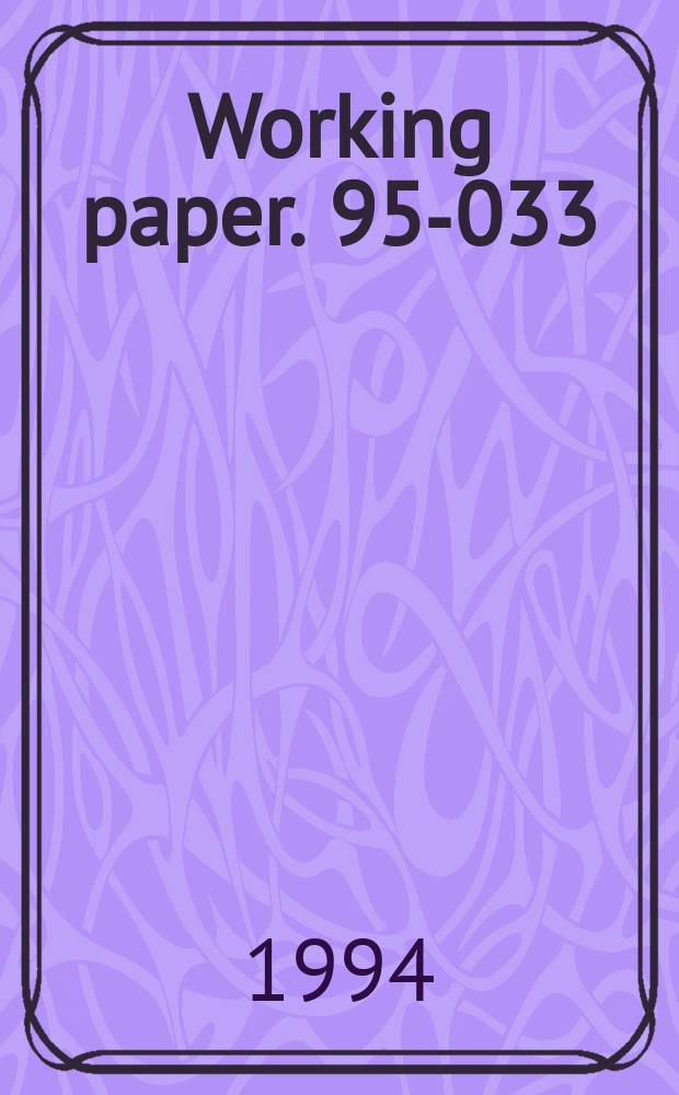 Working paper. 95-033 : Credit risk derivatives