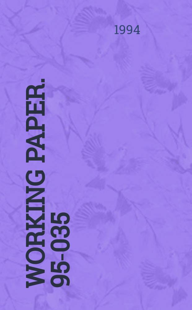Working paper. 95-035 : Biform games