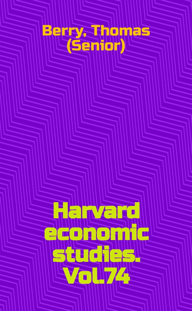 Harvard economic studies. Vol.74 : Western prices before 1861