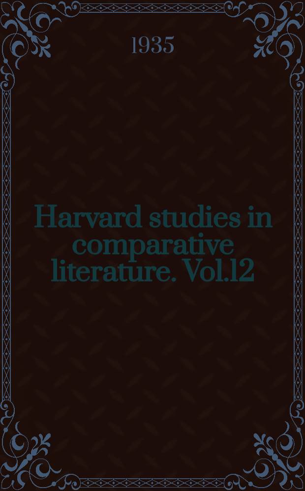 Harvard studies in comparative literature. Vol.12 : English literature and culture in Russia