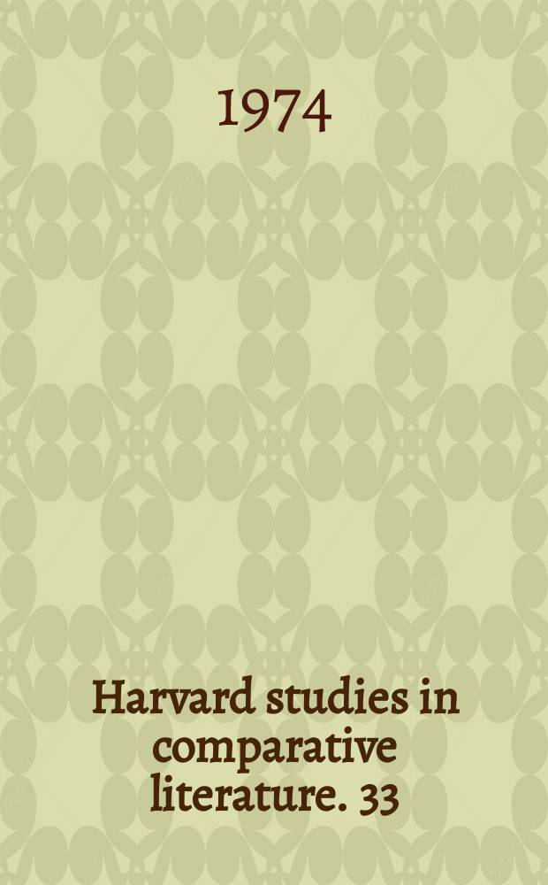 Harvard studies in comparative literature. 33 : Comparative studies in Greek and Indis meter