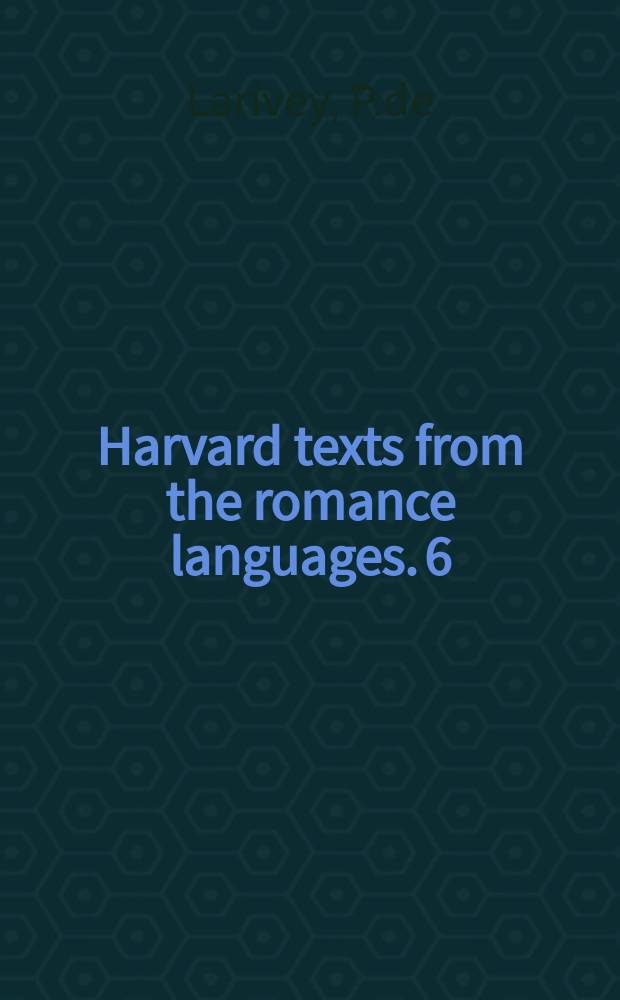 Harvard texts from the romance languages. 6 : Las Esprits