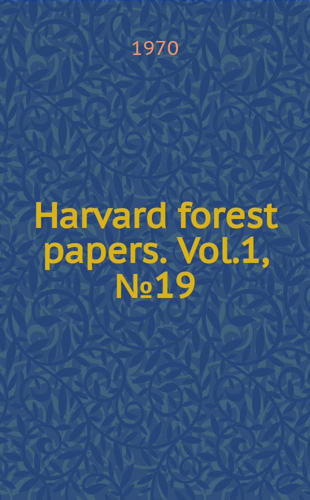 Harvard forest papers. Vol.1, №19 : The North-field mountain pumped storage project counterpoint to con ed.