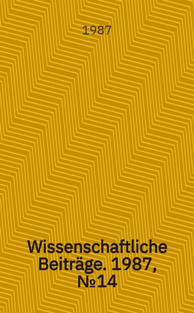 Wissenschaftliche Beitr&auml;ge. 1987, № 14 : Populations&ouml;kologie von Greifvogel- und Eulenarten