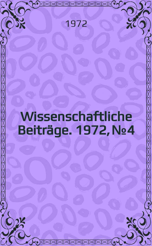 Wissenschaftliche Beiträge. 1972, № 4 : Alanin-Aminopeptidasen