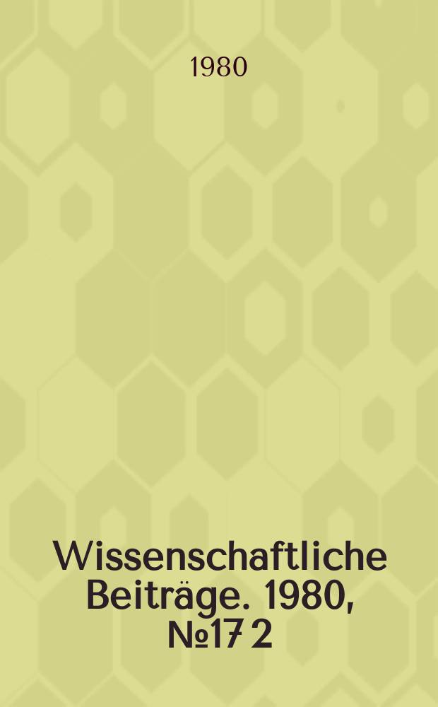 Wissenschaftliche Beiträge. 1980, № 17 [2] : Avicenna-Ibn Sina, 980-1036