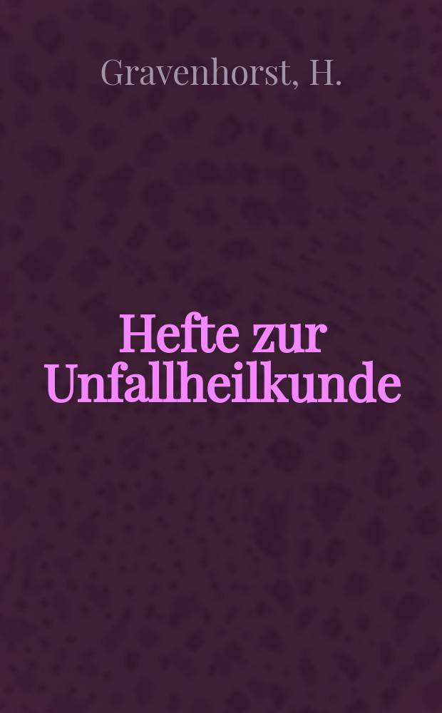 Hefte zur Unfallheilkunde : Beihefte zur "Monatsschrift f&uuml;r Unfallheilkunde". H.20 : Der Tod im Wasser als versicherungsrechtliches Problem