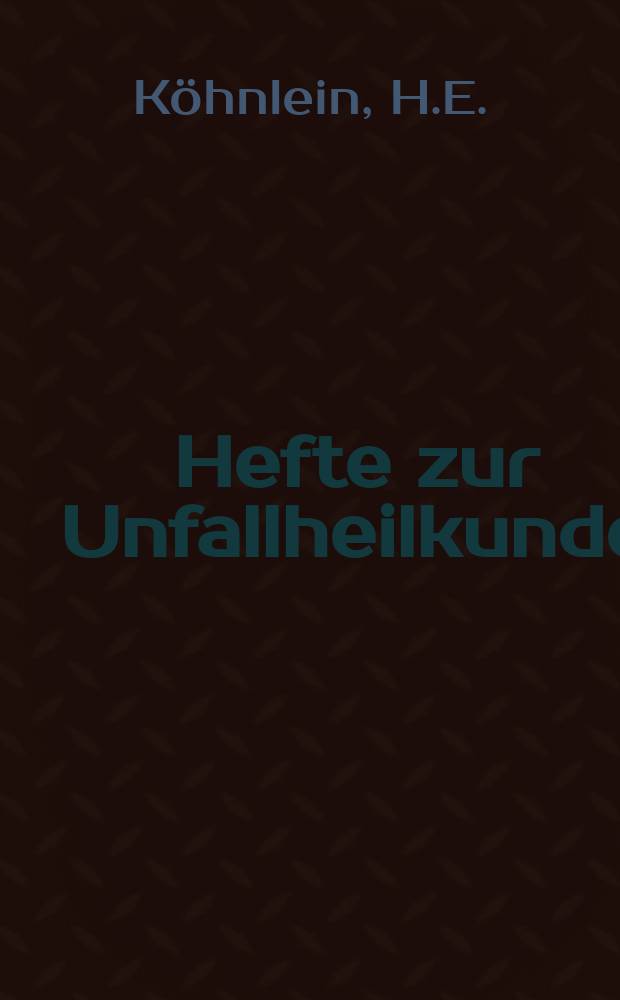 Hefte zur Unfallheilkunde : Beihefte zur "Monatsschrift für Unfallheilkunde". H.80 : Die Möglichkeiten der Homoio - Hetero - und Allotransplantation bei der Behandlung der Schwerstverbrannten