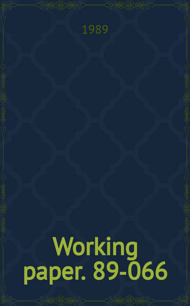 Working paper. 89-066 : Mapping mobility barriers