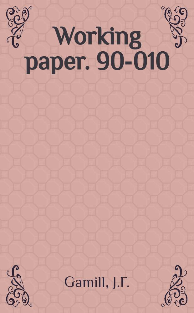 Working paper. 90-010 : The organization of financial markets