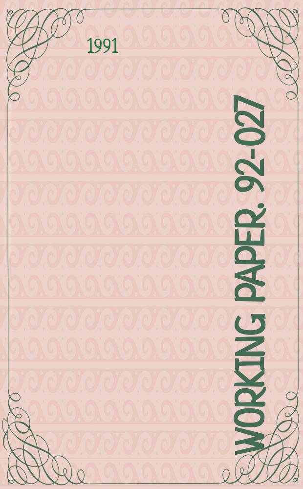 Working paper. 92-027 : Government regulation of business